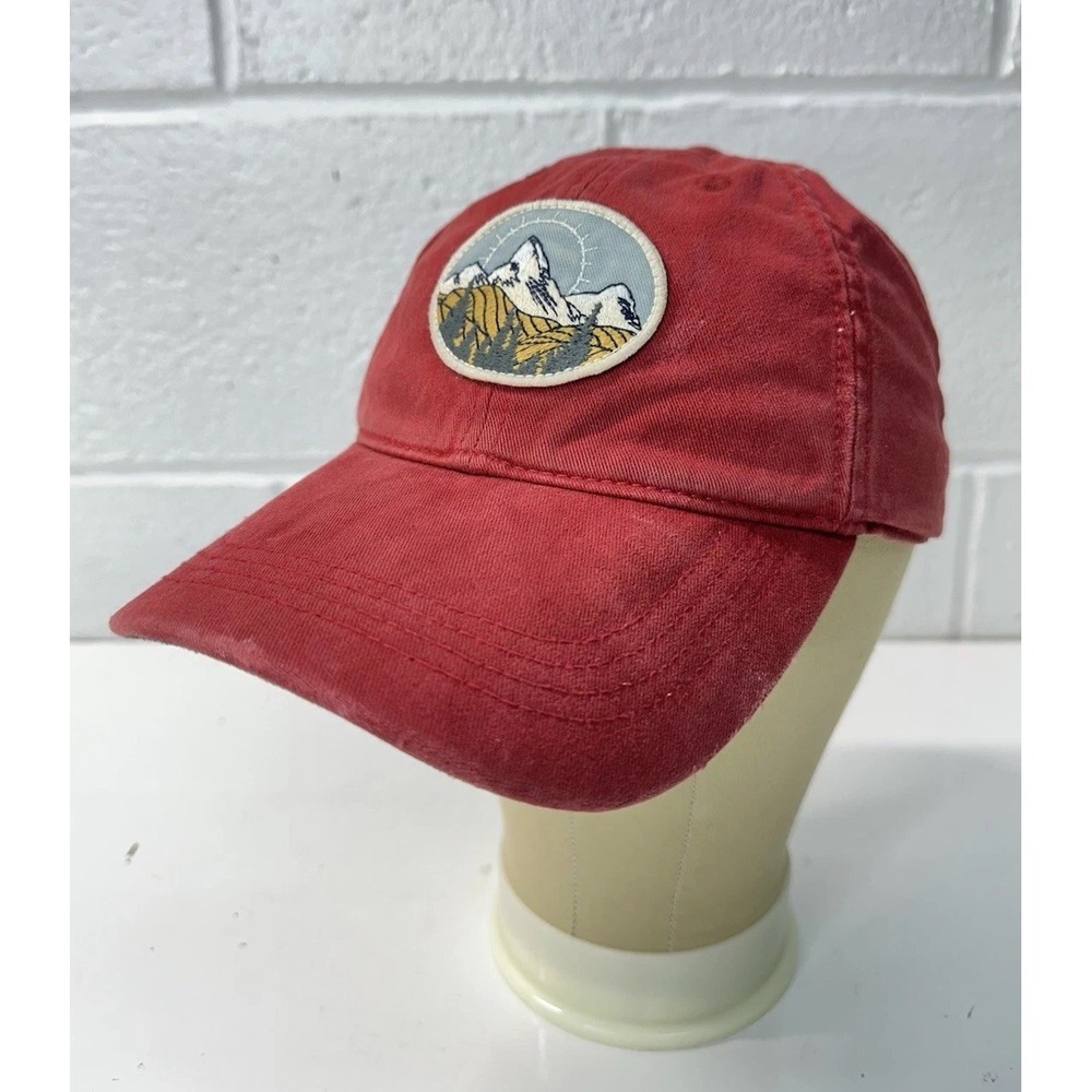 Abercrombie‎ & Fitch Dad Hat Red Mountain Patch Faded Wash / Men's One Size